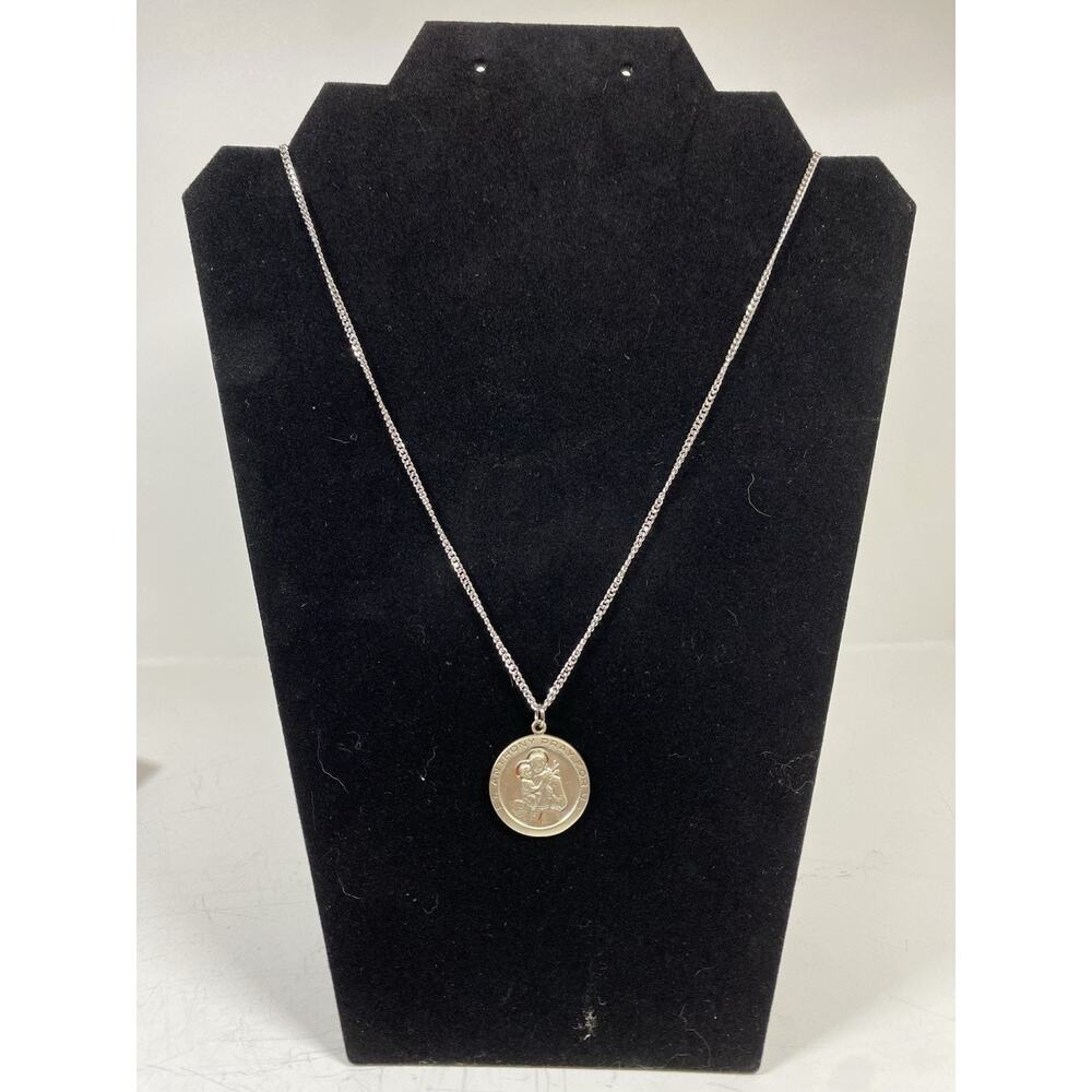 Vintage Chapel Sterling Silver 925 St. Anthony Pendant Necklace